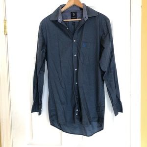 US Polo Assn. Slim Fit Blue Box Patterned Dress Shirt Men’s Medium 15-15.5 32/33